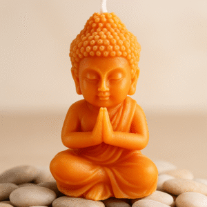 vela buda naranja – mini vela decorativa artesanal