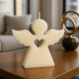 Vela Ángel chica con corazón calado y aroma a vainilla