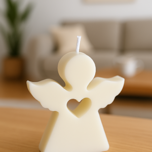 Vela aromática ángel grande de cera de soja con corazón hueco, fragancia a vainilla
