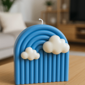 vela arcoíris azul con nubes decorativa luz de costa