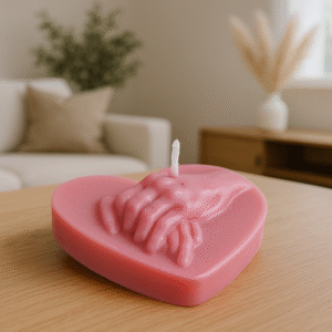 vela corazón manos entrelazadas rosa – Luz de Costa