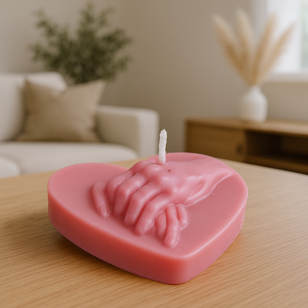 Vela Corazón Manos Entrelazadas Rosa vela corazón manos entrelazadas rosa – Luz de Costa