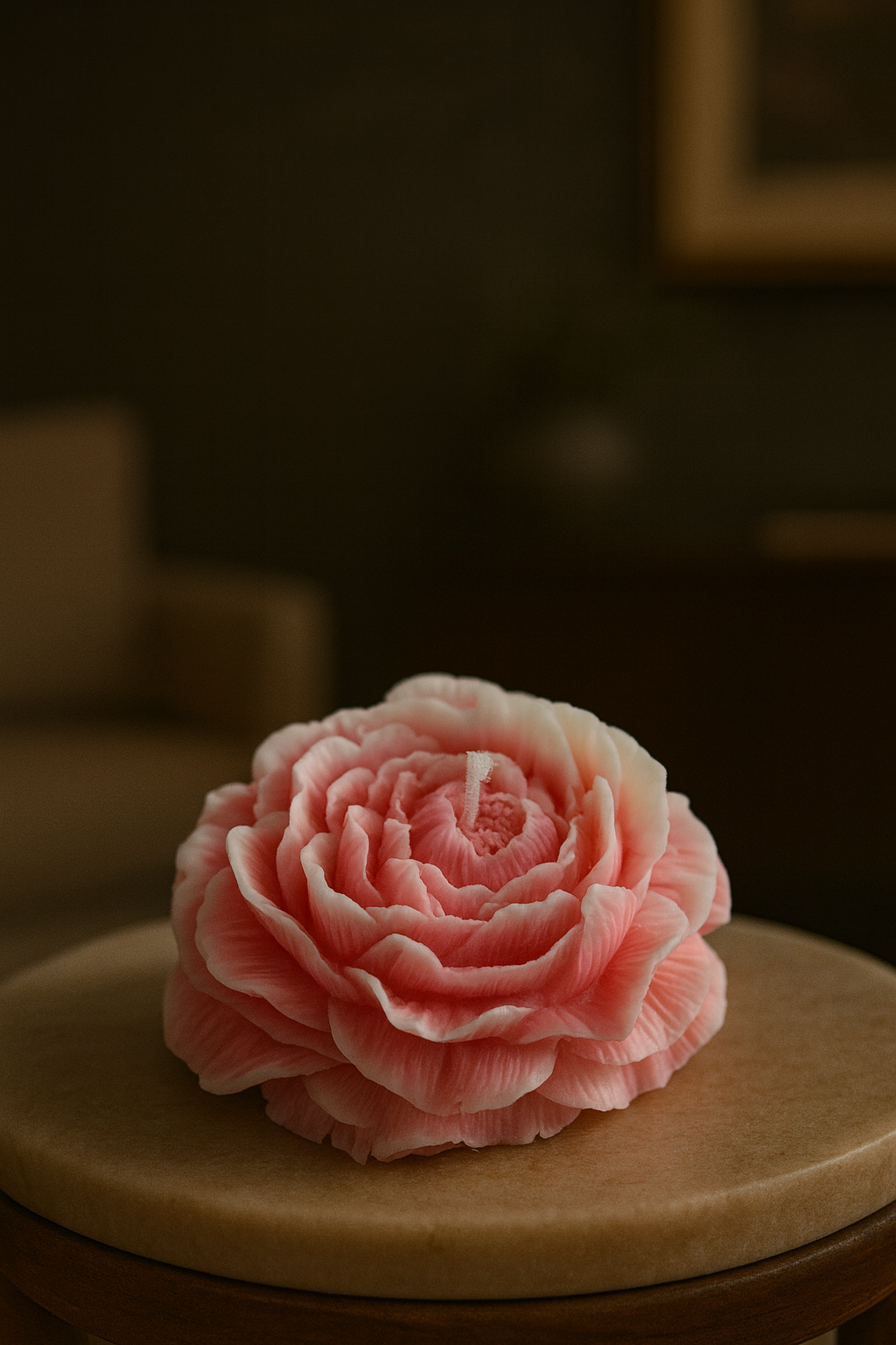 Vela Flor Baja Rosa & Blanco – Luz de Costa Vela Flor Baja Rosa y Blanco con aroma floral, artesanal de Luz de Costa