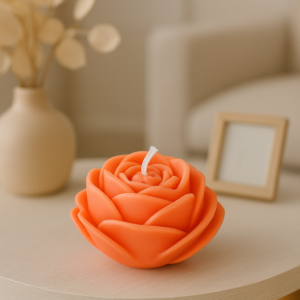 Vela flor baja naranja sin aroma