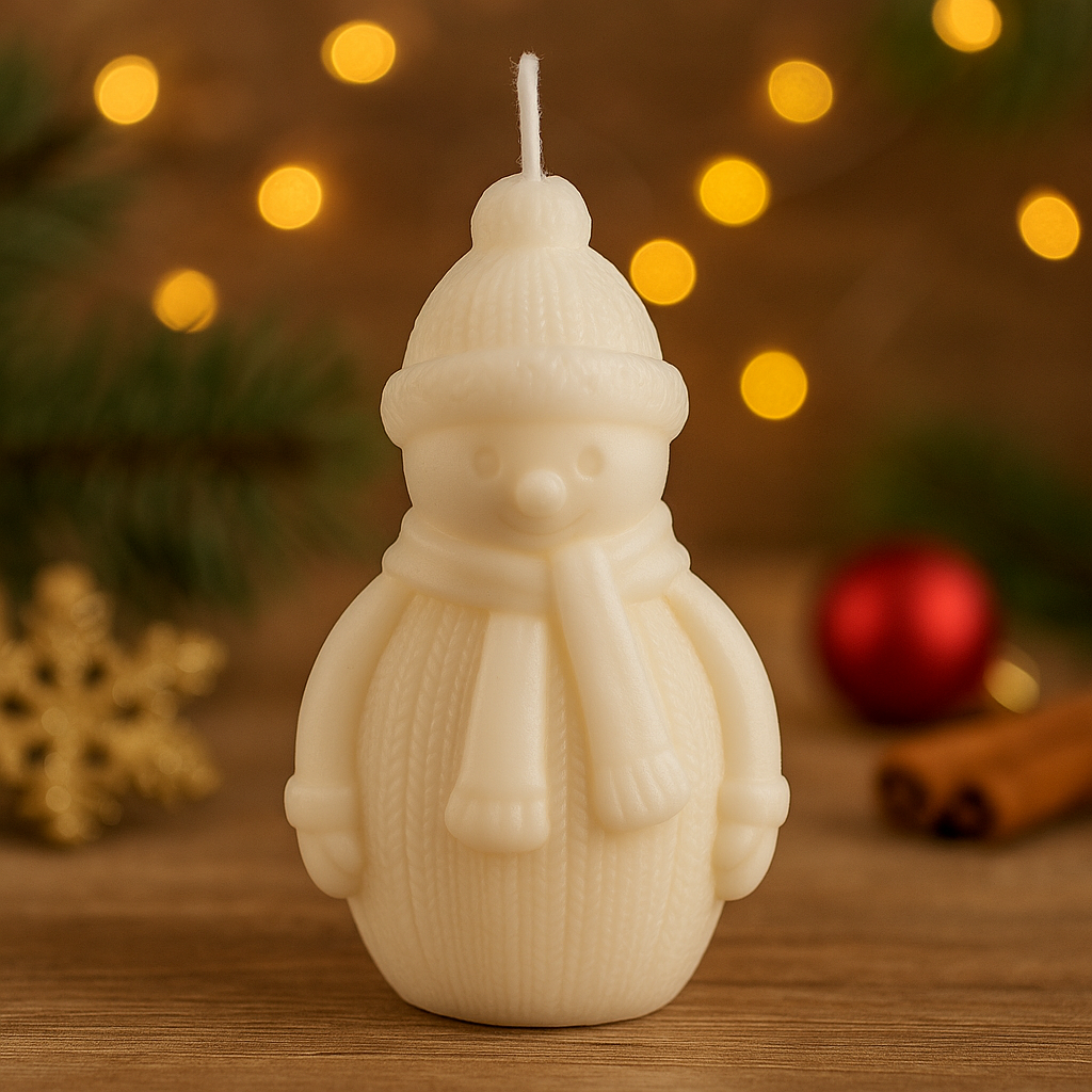Vela muñeco de nieve tejido sin fragancia – Luz de Costa Vela muñeco de nieve tejido en cera de soja sin fragancia para decoración navideña