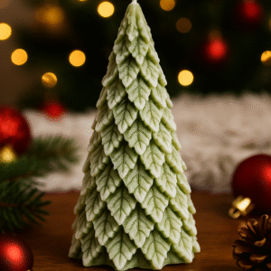 Árbol navideño artesanal verde hecho con cera de soja – modelo NAV-ARB-02-V