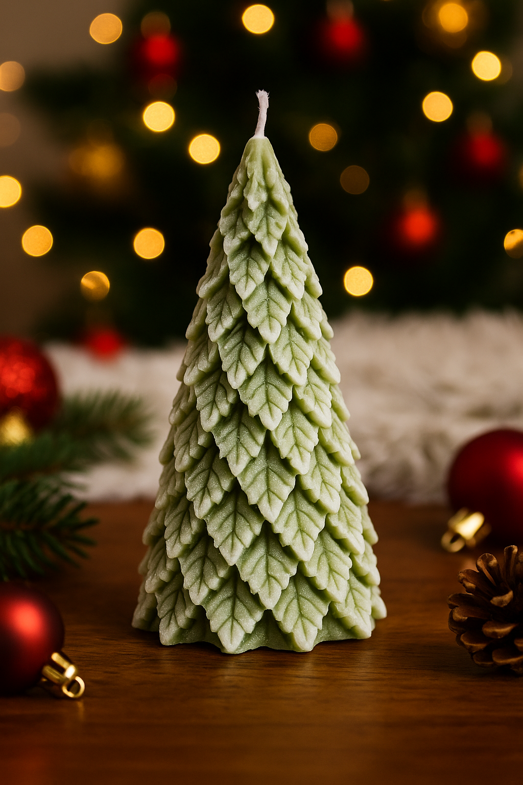 Árbol navideño artesanal verde NAV-ARB-02-V Árbol navideño artesanal verde hecho con cera de soja – modelo NAV-ARB-02-V