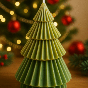 Árbol navideño artesanal verde grande de cera de soja – modelo NAV-ARB-03-V